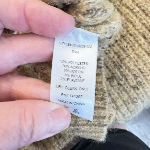 Womens Astr the Label Tan Cold Shoulder Mock Neck Wool Blend Sweater Size Medium - Picture 11 of 12